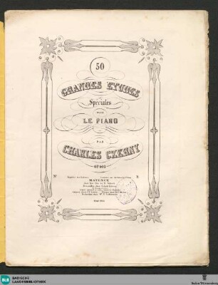 1: 50 grandes etudes spéciales : pour le piano; op. 409