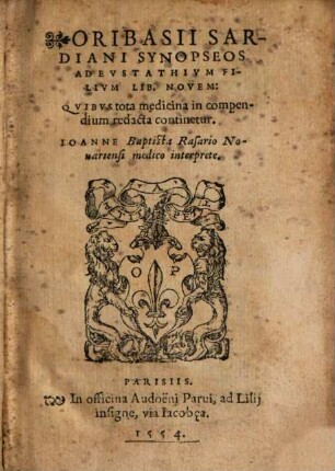 Synopseos ad Eustatium filium libri novem
