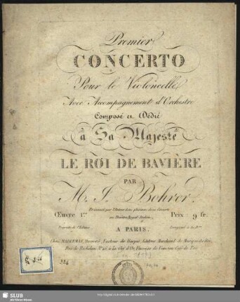 Premier Concerto Pour le Violoncelle, avec Accompagnement d'Orchestre : Oeuvre 1er