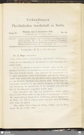 Nr. 13. Sitzung vom 6. November 1891