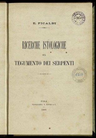 Ricerche Istologiche Sul Tegumento Dei Serpenti