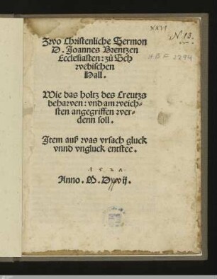 Zwo Christenliche Sermon