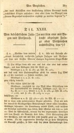Tit. XXIII. Von bedächtlichen Zusagen und Verspruch