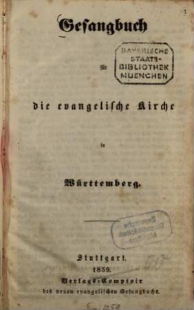 Gesangbuch für die Evangelische Kirche in Württemberg