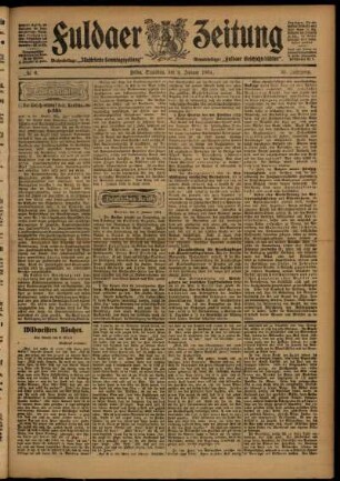 Erste Ausgabe vom Samstag, den 09. Januar 1904.