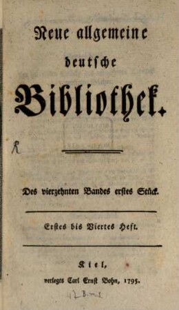 Neue allgemeine deutsche Bibliothek. 14. 1795