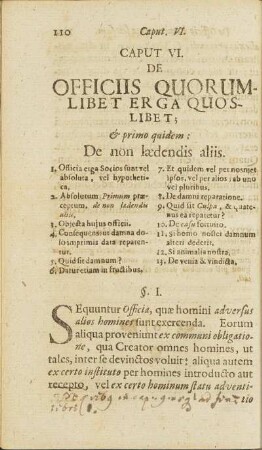 Caput VI. De Officiis Quorum-Libet Erga Quos-Libet ... De non lædendis aliis