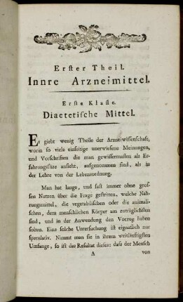 Erste Klasse. Diaetetische Mittel.