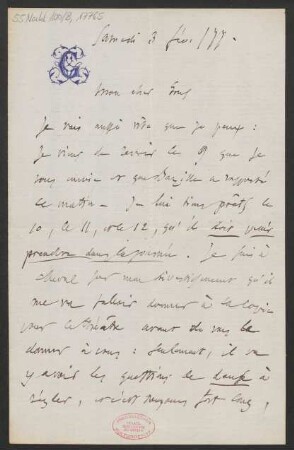 Brief an Léon Grus und Éditeurs de musique Grus  : 03.02.1877