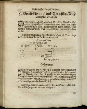 5. Von Gewinn/ und Verlust der Außländischen Wechseln.