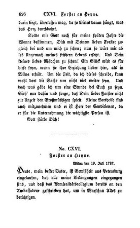 No. CXVI. Forster an Heyne
