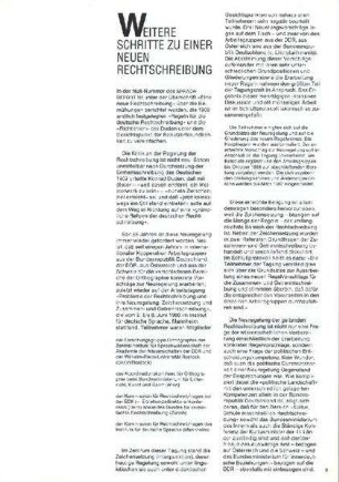 Weitere Schritte zu einer neuen Rechtschreibung