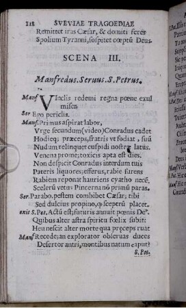 Scena III. Manfredus. Servus. S. Petrus