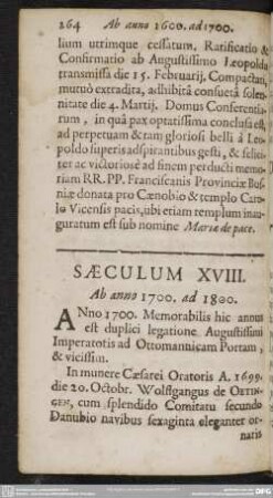 Saeculum XVIII. Ab anno 1700. ad 1800