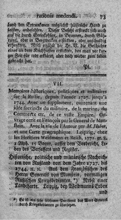 Mémoires historiques, politiques et militaires sur la Russie, depuis l'année 1727 jusqu'à 1744.