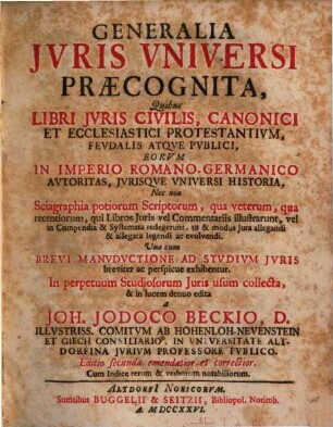 Generalia Juris Universi Praecognita