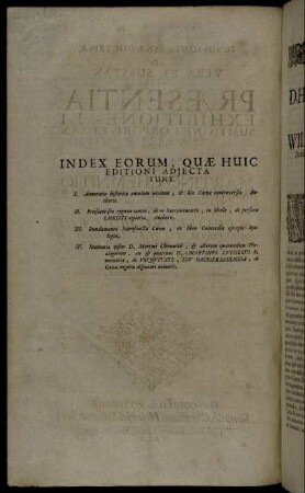 Index Eorum, Quæ Huic Editioni Adjecta Sunt.