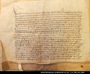 Der Häuptling Eggherik in Rysum verkauft dem Kloster Langen eine Rente = OUB II, Nr. 1269, S. 313 Anhängende Siegel 1 erhalten, 2 und 3 verloren