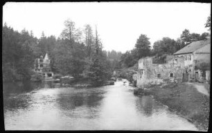 Eger (Böhmen). Insel Mühlerl und Überreste der Steiner Mühlen