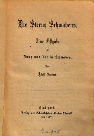 Die Sterne Schwabens : eine Festgabe für Jung und Alt in Schwaben