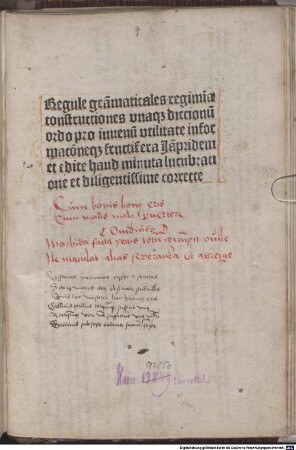 Regulae grammaticales, regimina, constructiones unaque dictionum ordo