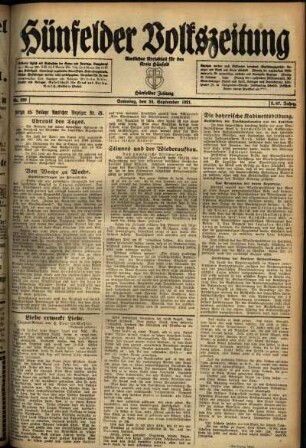 Ausgabe vom Samstag, den 24. September 1921.