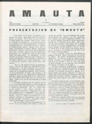 Presentación de "Amauta"