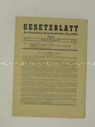 Gesetzblatt der DDR u.a. mit den Verordnungen über die Bildung des Staatlichen Komitees für Filmwesen und über die Bildung der GST