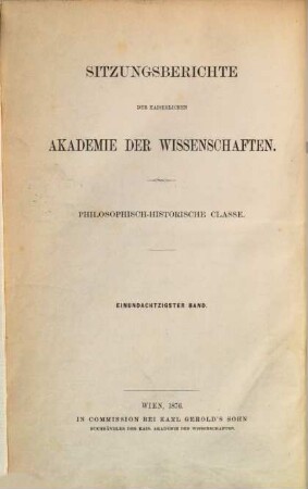 Sitzungsberichte. 81. 1875