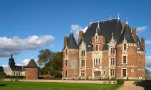 Frankreich. Haute Normandie. Seine Maritime. Martainville. Chateau de Martainville. Schloss Frührenaissance. 1485 bis 1510. Ziegel und Naturstein