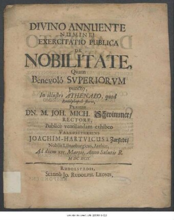 Exercitatio Publica De Nobilitate
