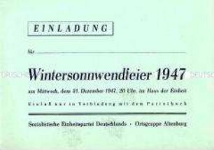 Einladung zur Wintersonnwendfeier 1947