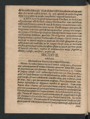 Sectio II. exhibens Orthodoxae sententiae propositionem.