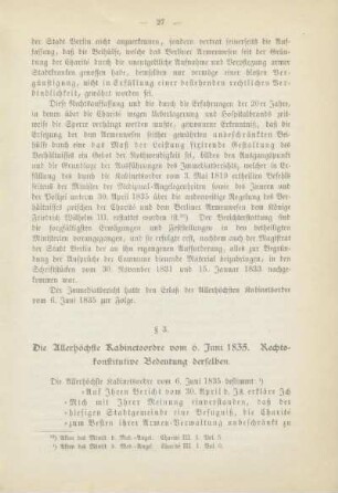 § 3. Die Allerhöchste Kabinettsordre vom 6. Juni 1835. Rechtskonstitutive Bedeutung derselben
