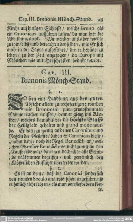 Cap. III. Brunonis Mönch-Stand