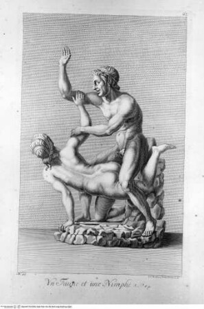 Recueil des marbres antiques qui se trouvent dans la galerie du roy de Pologne à DresdenTafel 67 - Un Faune et une Nimphe