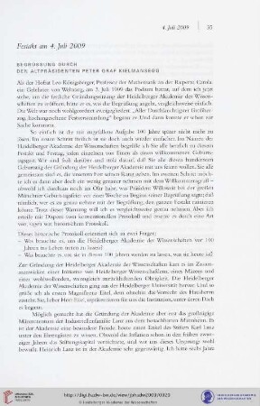 Begrüssung durch den Altpräsidenten Peter Graf Kielmansegg