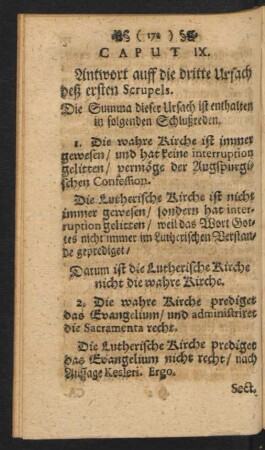 Caput IX. Antwort auff die dritte Ursach deß ersten Scrupels.