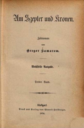 Um Szepter und Kronen : Zeitroman, [1],3