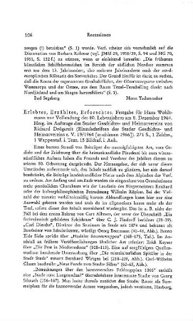 Erlebtes, Erzähltes, Erforschtes, Festgabe für Hans Wohltmann zur Vollendung des 80. Lebensjahres am 8. Dezember 1964, hrsg. im Auftrage des Stader Geschichts- und Heimatsvereins von Richard Drögereit, (Einzelschriften des Stader Geschichts- und Heimatvereins, 19) : Stade, 1966