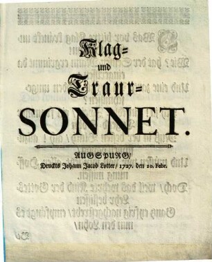 Klag- und Traur-Sonnet
