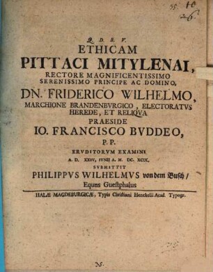 Ethicam Pittaci Mitylenai