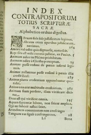 Index Contrapositorum Totius Scripuræ Sacræ Alphabetico ordine digestus.