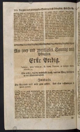 722-738, Am zwey und zwanzigsten Sonntag nach Pfingsten