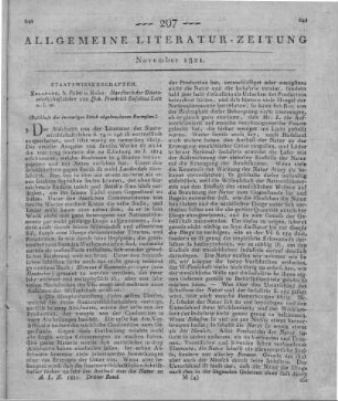 Lotz, J. F. E.: Handbuch der Staatswirthschaftslehre. Bd. 1. Erlangen: Palm & Enke 1821 (Beschluß der im vorigen Stück abgebrochenen Recension)