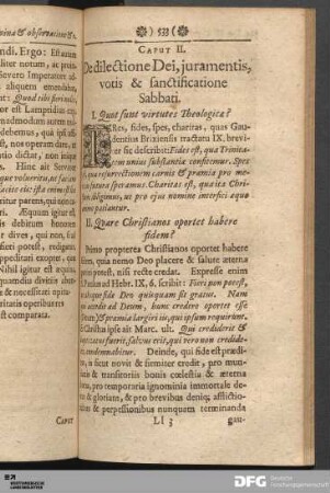 Caput II. De dilectione Dei, juramentis, votis & sanctificatione Sabbati.