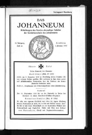 Das Johanneum 13. Jahrgang, Heft 48