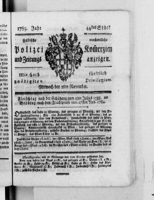 44tes Stück., Ausgabe vom 2. November 1785