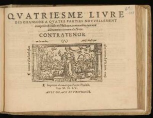 Quatriesme livre des chansons a quatre parties ... Contratenor