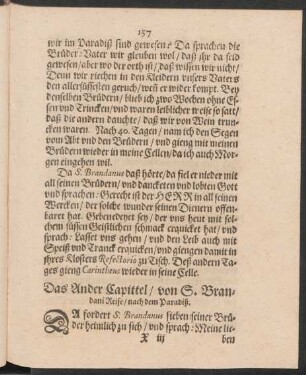 Das Ander Capittel/ von S. Brandani Reise/ nach dem Paradiß.